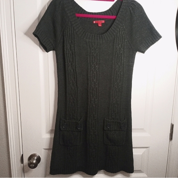 Short Sleeve Tunic Top or Cable Knit Sweater Dress | Sz. L | Gray - Picture 1 of 4